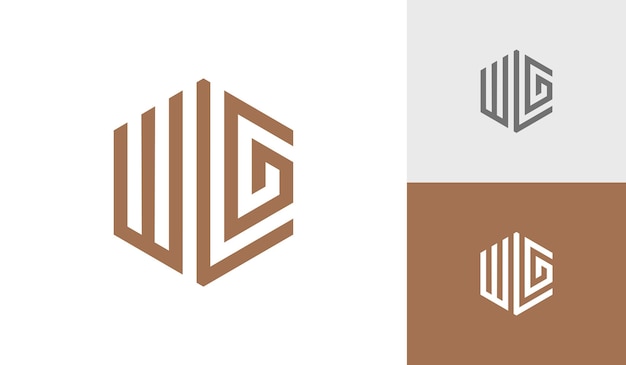Letter WLG initiële zeshoek monogram logo ontwerp vector