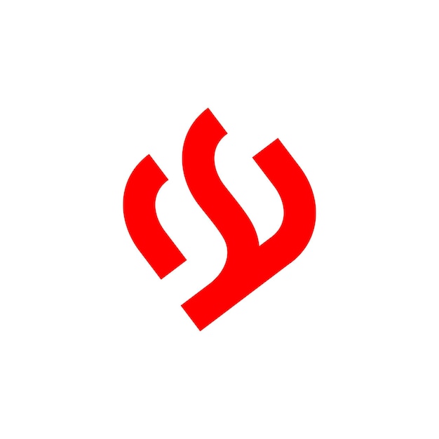 문자 Ws 및 간단한 화재 로고.