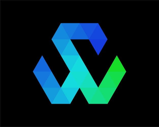 Vector letter ws sw triangle polygonal geometric futuristic modern vibrant colorful icon vector logo design