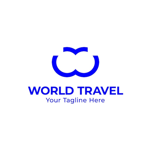 文字 WT 現代のデジタル旅行代理店のブランド ロゴ