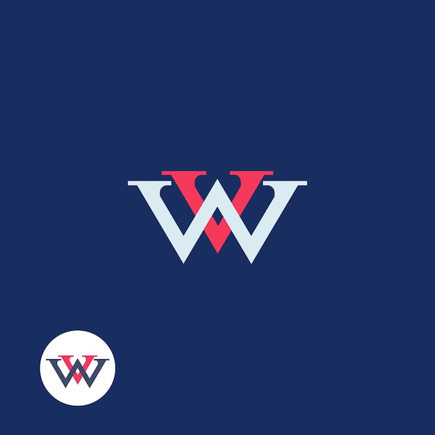 文字 WV、WV ロゴ デザイン コンセプト
