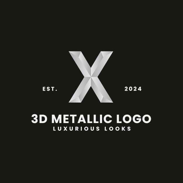 Letter X 3d 흑백 컨셉 로고 로얄 및 클래식 브랜딩