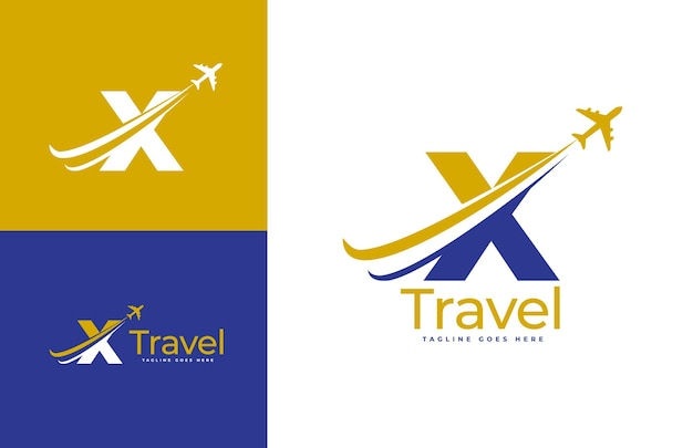 Vector letter x air travel logo vector sjabloon