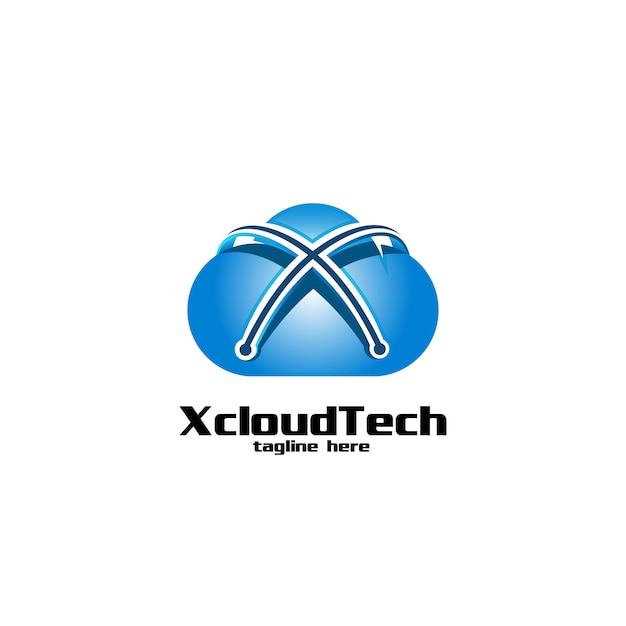 letter X cloud and technology logo