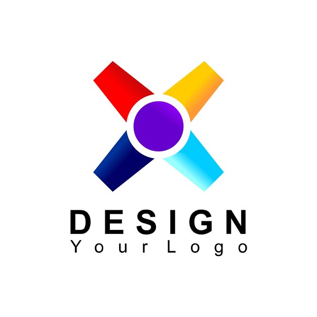 Название логотипа вектора градации цвета буквы x