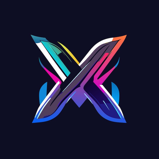 Vettore disegno del logo a gradiente colorato della lettera x