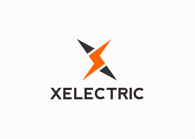 Illustrazione della siluetta di vettore di progettazione del logo elettrico della lettera x