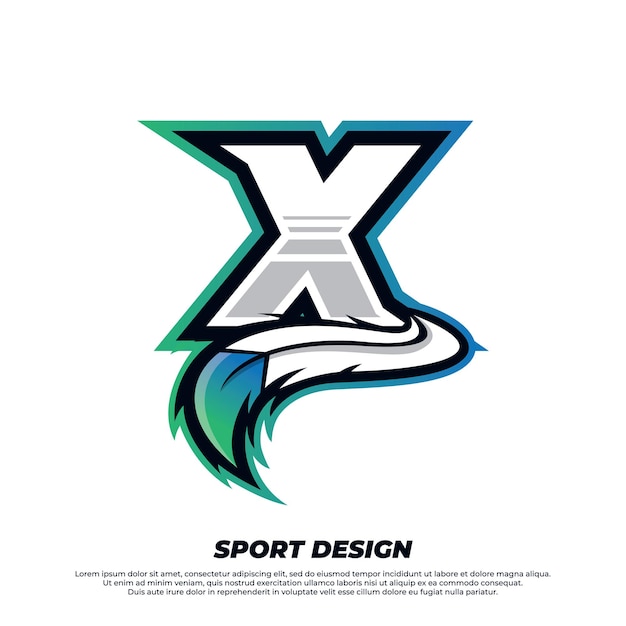 Vector letter x esport-ontwerpsjabloon met gamer- en sportlogo-afbeelding in indische bontstijl