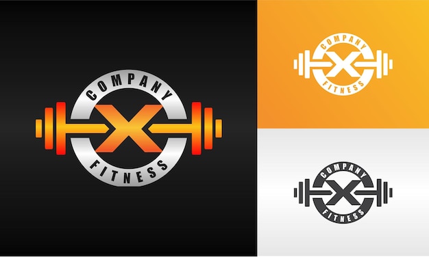 Logo dell'emblema del fitness della lettera x