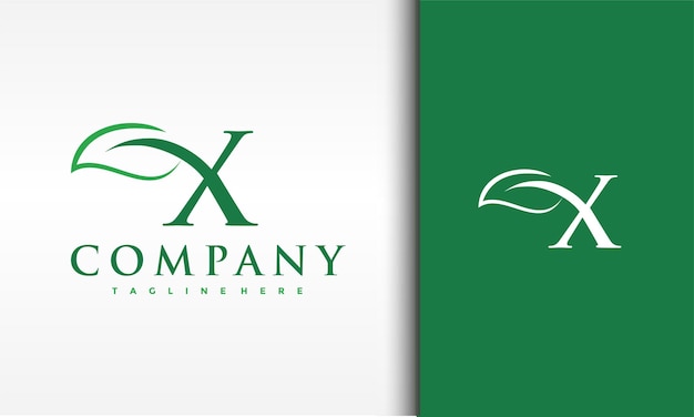 Letter x groen blad logo