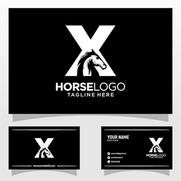 手紙X馬のロゴデザインテンプレートインスピレーションベクトルイラスト
