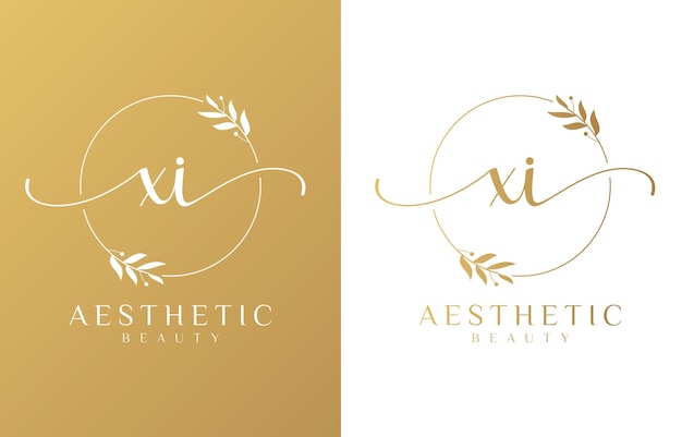 Letter X and I Beauty Logo with Flourish Ornament