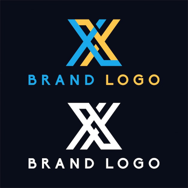 Letter X and letter XL minimalis logo blue and yellow color