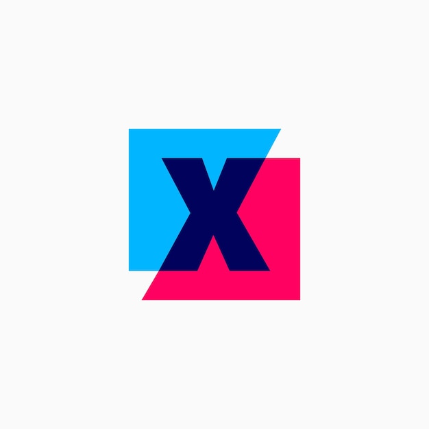 Letter X Lettermark Initial Multiply Overlapping Color Square 로고 벡터 아이콘 그림