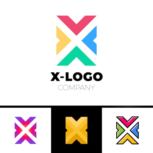 Vettore concetto di design del logo di lettera x con quattro freccia