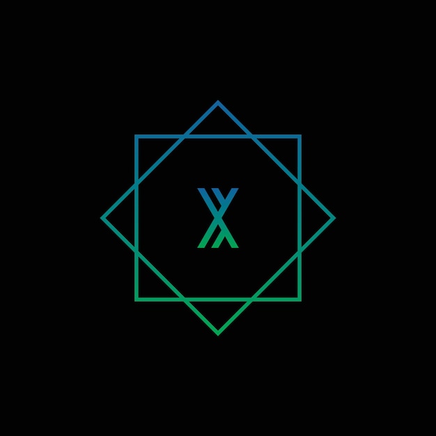 Lettera x logo letter design vector su sfondo nero