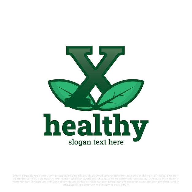 Letter X-logo met bladeren pictogram vector set geïsoleerd op witte achtergrond Luxe natuur bladeren logo