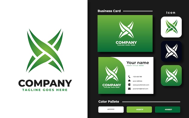 Vector letter x logo template and business card