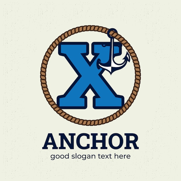 Letter X logo with anchor illustration logo design template nautical logo concept vintage style