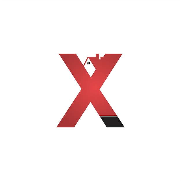 Letter X logo with real estate icon design template