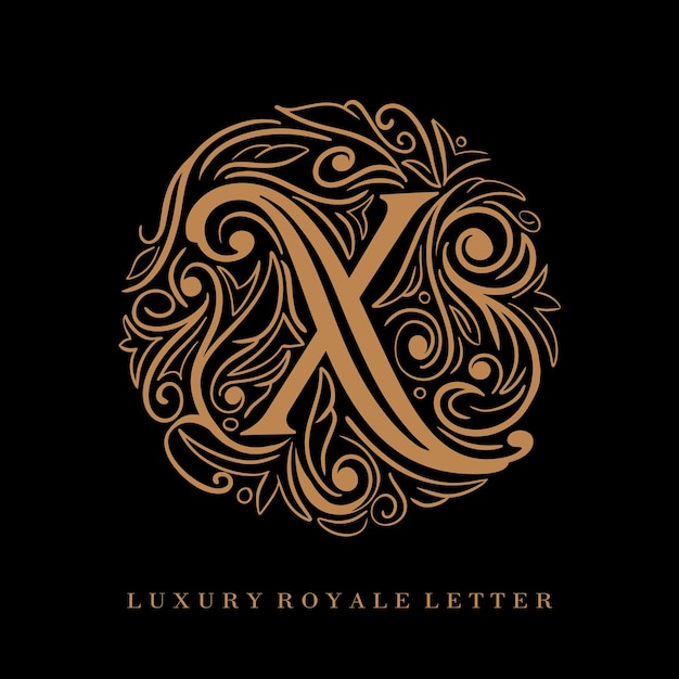 Vector letter x luxe royal circle ornament-logo