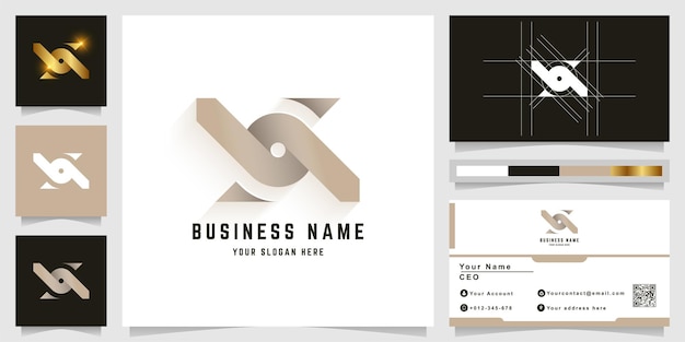 Letter X or O monogram logo with business card design