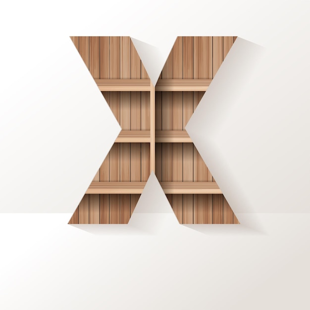 Letter x-ontwerp van houten plank