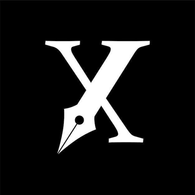 Letter X Pen Logo Design Template Inspiration Vector Illustration