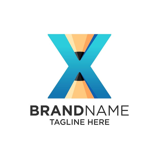 Letter X Pencil Logo Design Template Inspiration Vector Illustration