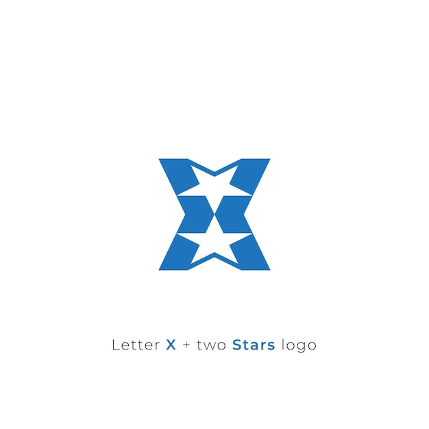 文字 X プラス負のスペース 2 つ星ロゴ