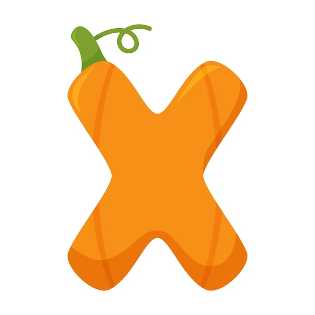 Letter x pumpkin vector illustration