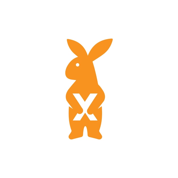 Letter X rabbit negative space logo icon vector template