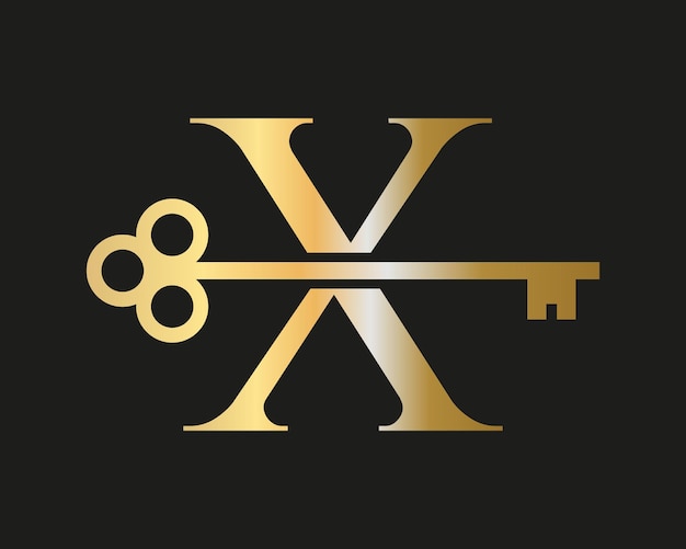 Letter x real estate logo concept with home lock key vector template luxury home logo key sign