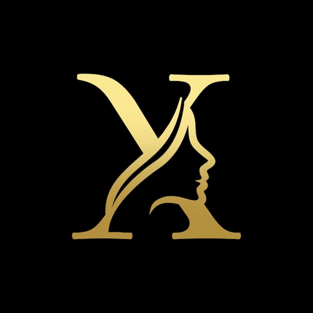 Letter x schoonheid vrouwen gezicht logo ontwerp