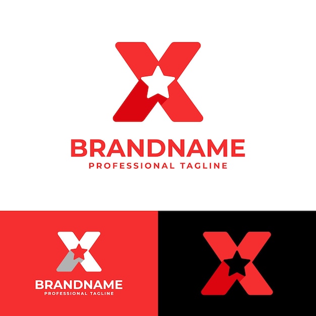 X 文字のスターロゴは,Xのイニシャルを持つスターに関連するビジネスに適しています.