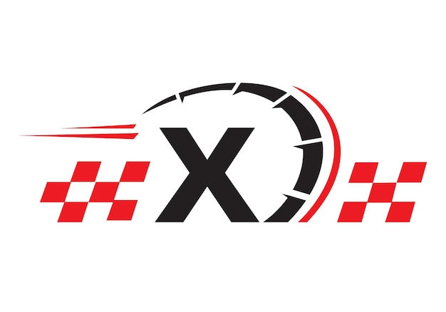 Letter X with Racing Flag Logo Speed Logo Symbol