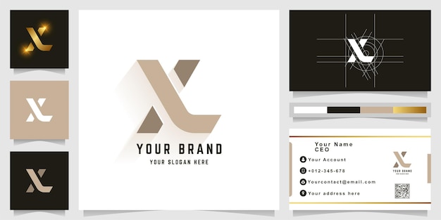 名刺デザインの文字XまたはXLモノグラムロゴ
