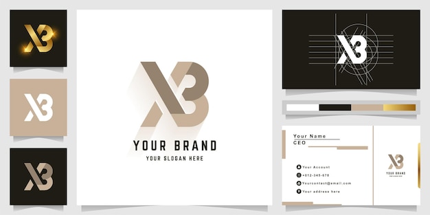 Letter XB or X3 monogram logo with business card design