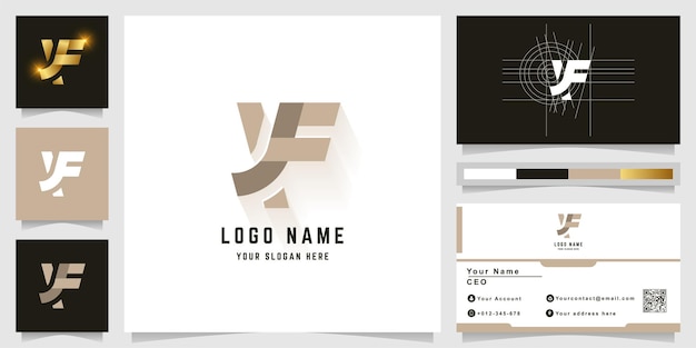 Letter xf or yf monogram logo with business card design