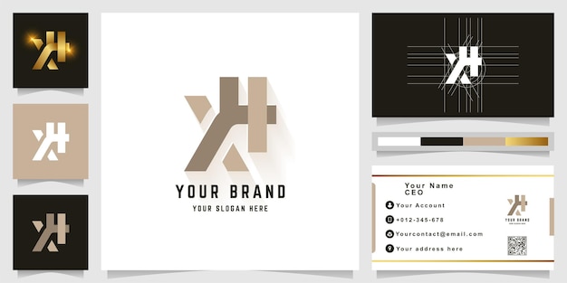 Letter XH or XYH monogram logo with business card design