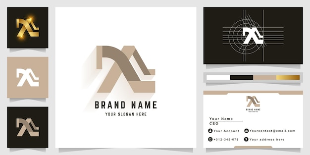Letter XL or XR monogram logo with business card design