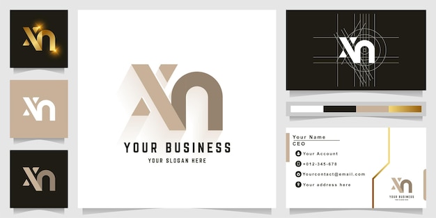 Letter xn or xvn monogram logo with business card design