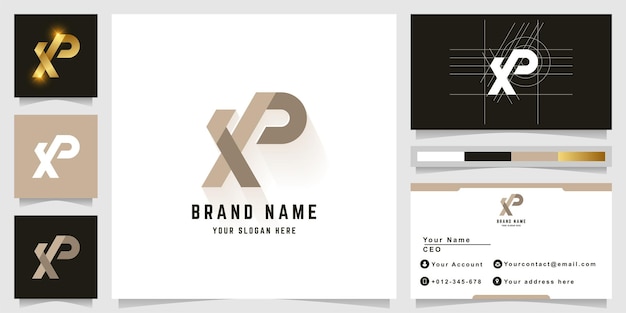 Letter XP or XR monogram logo with business card design
