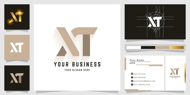 Letter xt of xa monogram logo met visitekaartje ontwerp