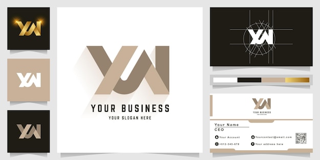 명함 디자인의 Letter XW 또는 XN 모노그램 로고