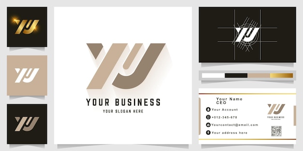 Letter xw or xv monogram logo with business card design