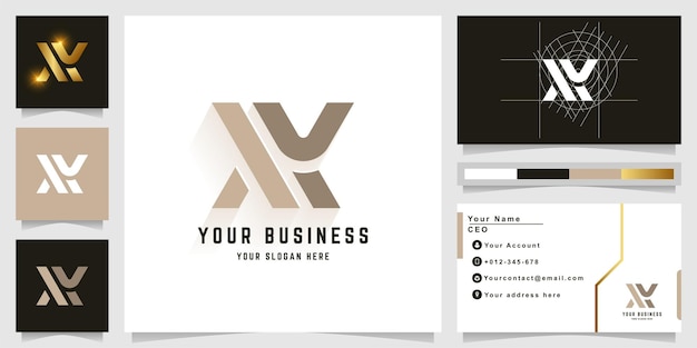 Letter XY of XV monogram logo met visitekaartje ontwerp