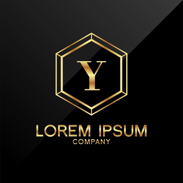 Vector letter y crown golden premium logo design