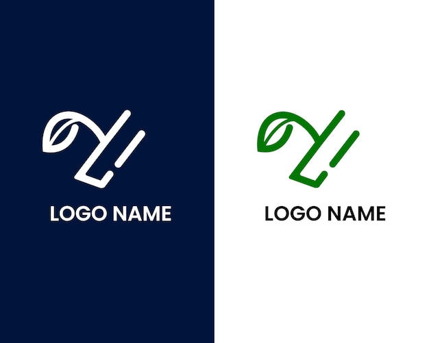 letter y en l met blad modern logo ontwerpsjabloon