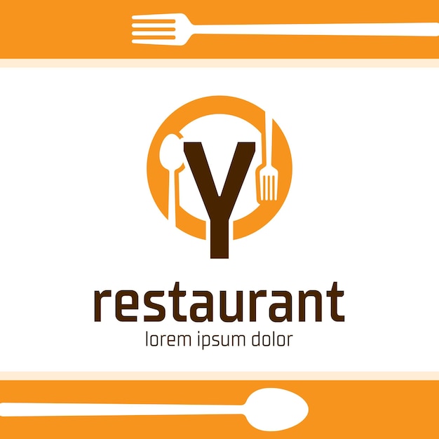 Vector letter y eten en drinken logo ontwerp restaurant café pictogram illustratie geïsoleerd op een witte achtergrond